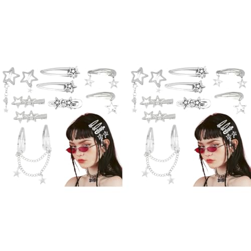 MAYCREATE® 20PCS Hair Clips for Girls Women Y2K Accessories Cute Metal Star Pins Fashion Style Barrettes Gifts Korean Stylish Punk MAYCREATE® 20PCS Hair Clips for Girls Women Y2K Accessories Cute Metal Star Pins Fashion Style Barrettes Gifts Korean Stylish Punk